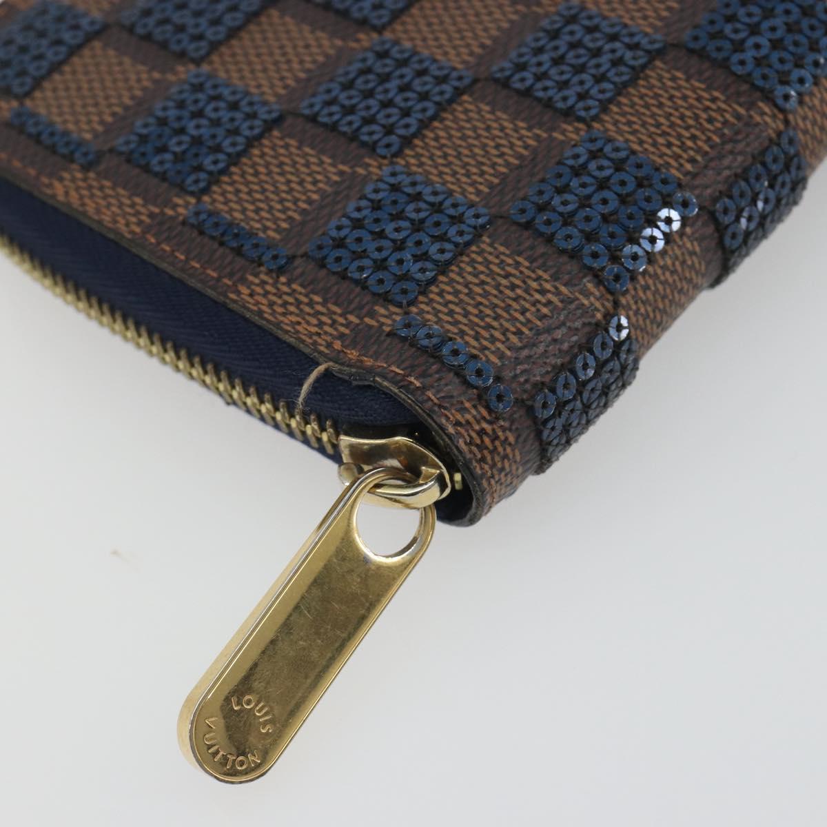 LOUIS VUITTON Damie Payette Zippy Wallet Long Wallet Blue N63172 LV Auth 193419V