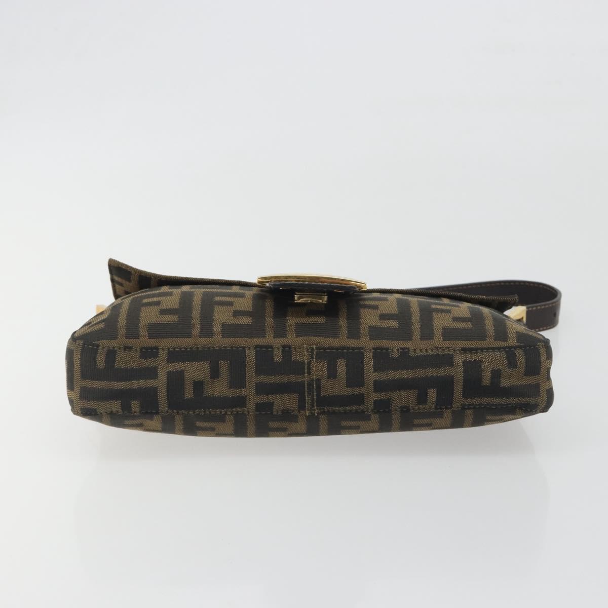 FENDI Zucca Canvas Mamma Baguette Shoulder Bag Brown Black Auth 193422V