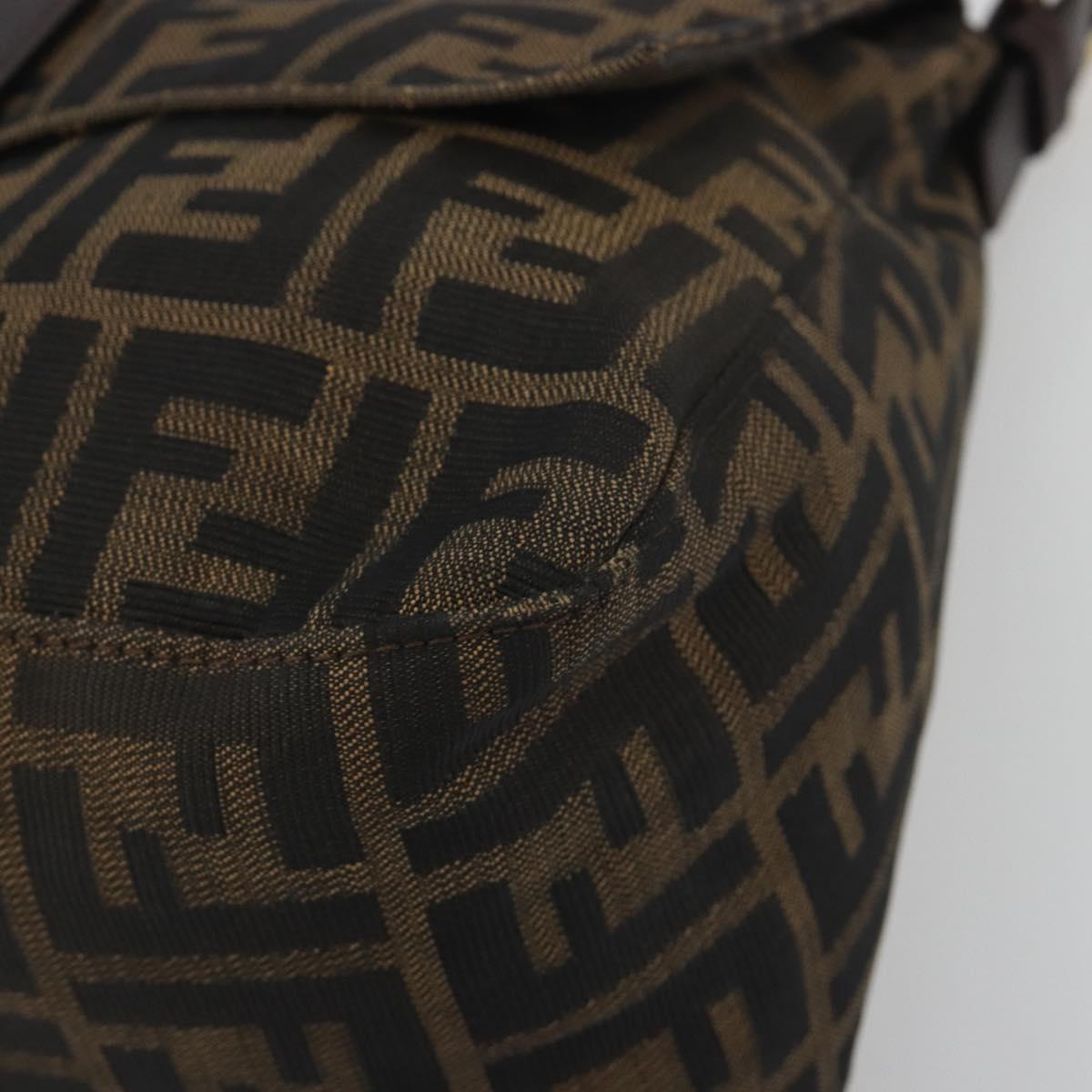 FENDI Zucca Canvas Mamma Baguette Shoulder Bag Brown Black Auth 193423V