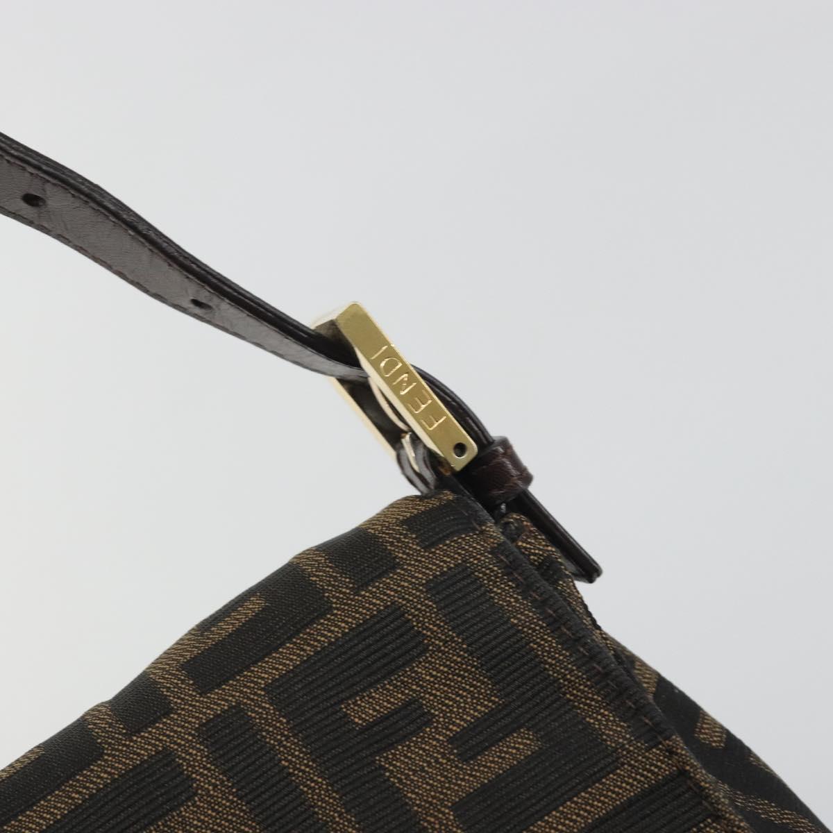 FENDI Zucca Canvas Mamma Baguette Shoulder Bag Brown Black Auth 193423V