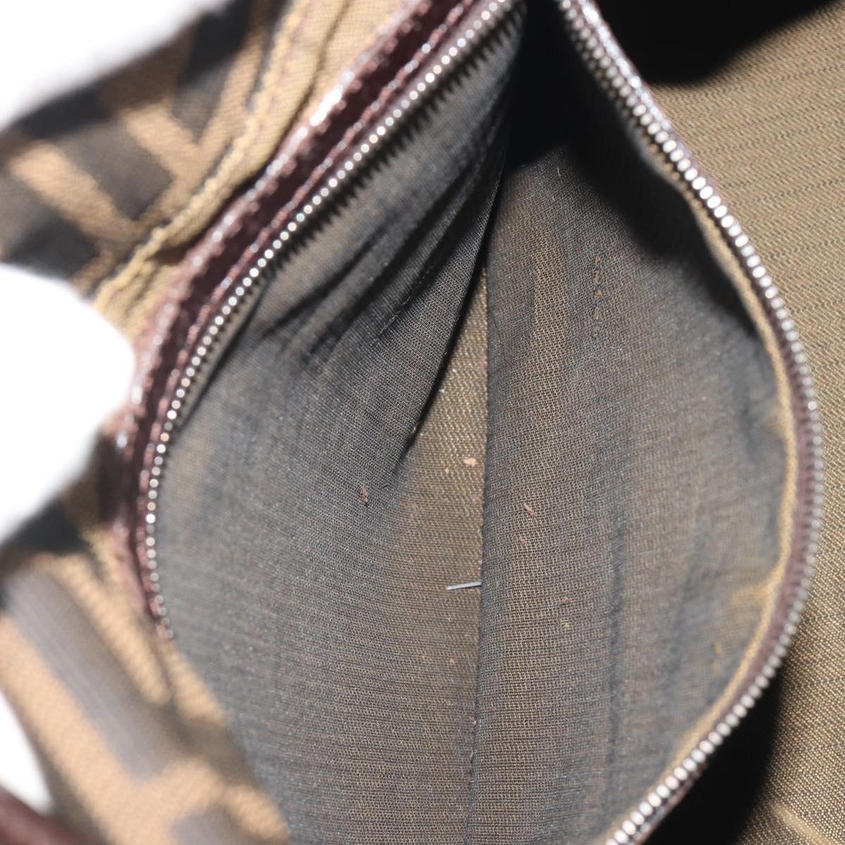 FENDI Zucca Canvas Mamma Baguette Shoulder Bag Brown Black Auth 193423V