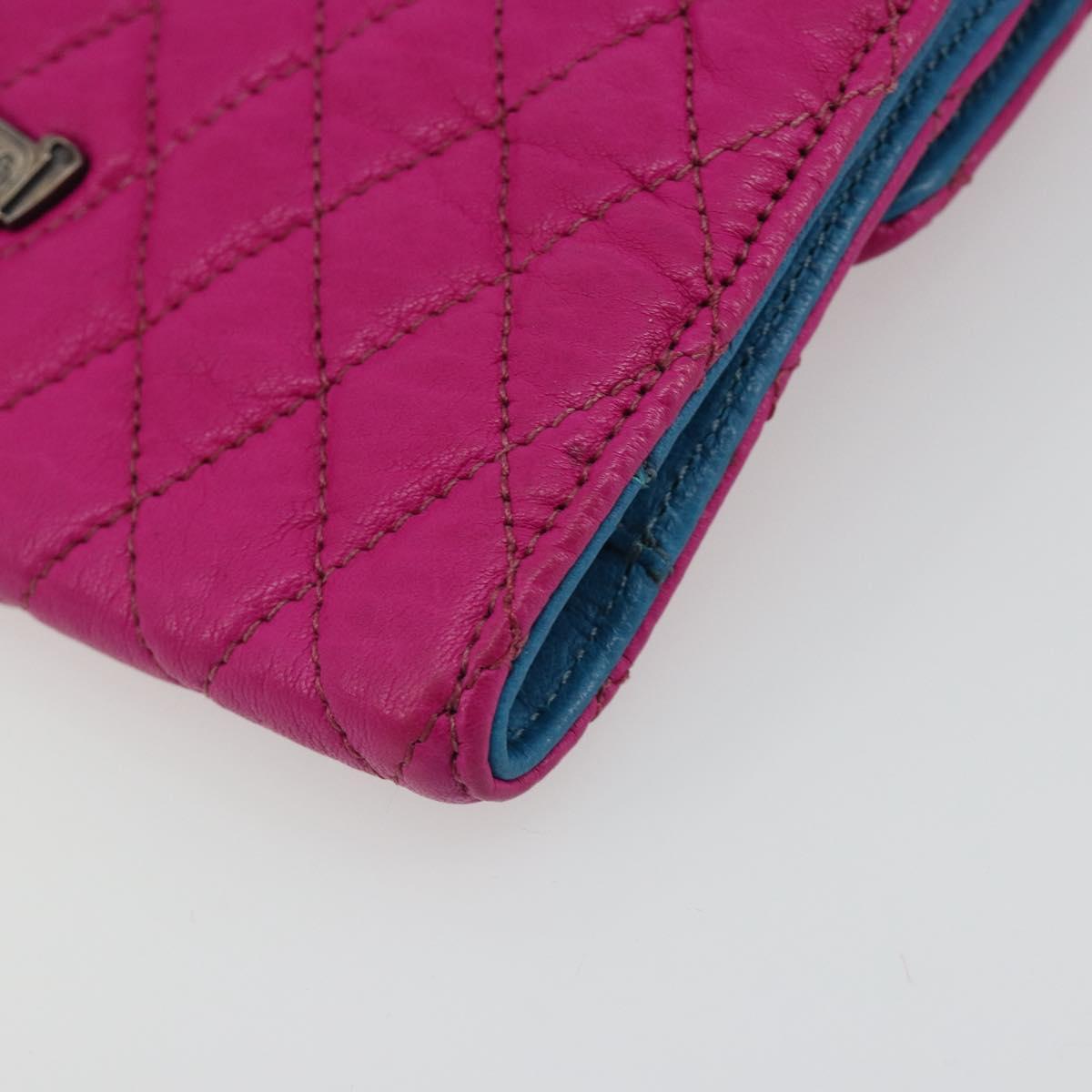 Chrome Hearts Wave 4 3-Snap Quilted Long Wallet Leather Pink Auth 193426SM