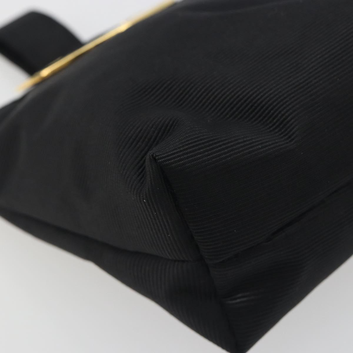 CELINE Circle Pouch Canvas Black Gold Tone Auth 193429A
