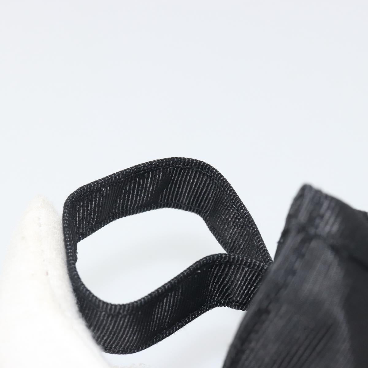 CELINE Circle Pouch Canvas Black Gold Tone Auth 193429A