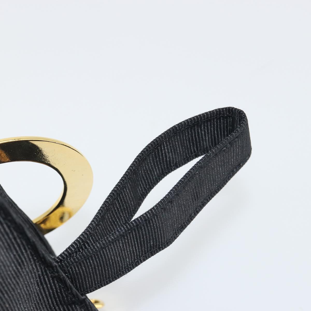CELINE Circle Pouch Canvas Black Gold Tone Auth 193429A