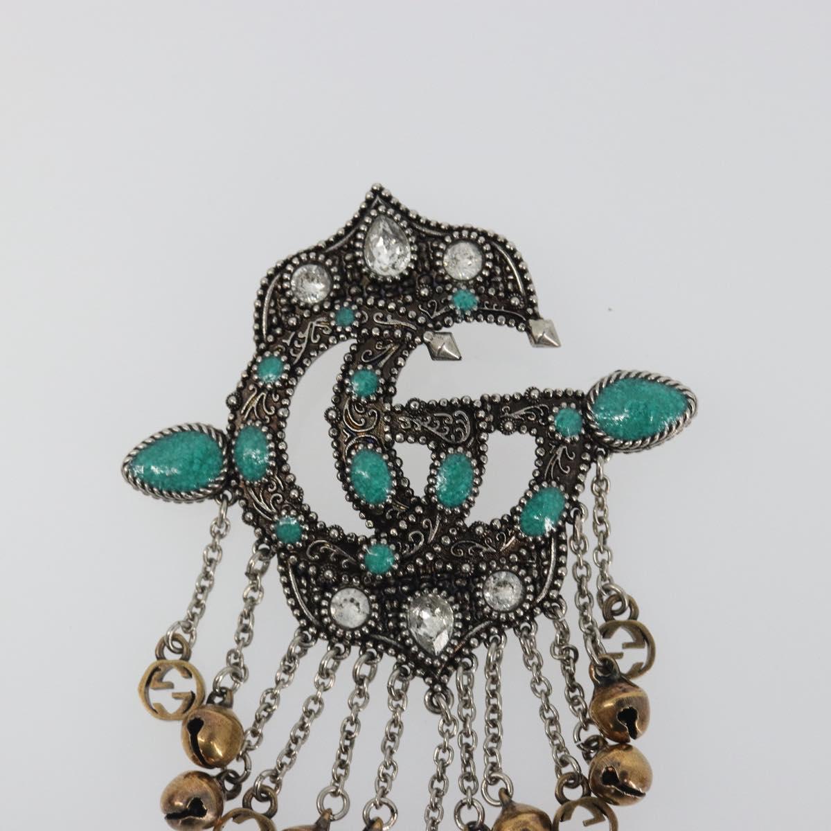 GUCCI GG Marmont Turquoise Brooch metal Silver Auth 193434M
