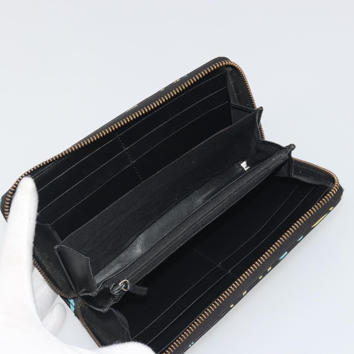 GUCCI GG Marmont Ghost Long Wallet Leather Black Gold 448087 Auth 193436A