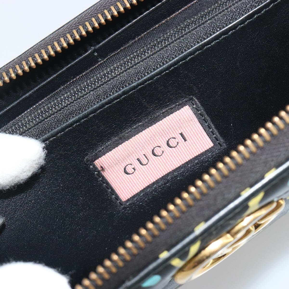 GUCCI GG Marmont Ghost Long Wallet Leather Black Gold 448087 Auth 193436A