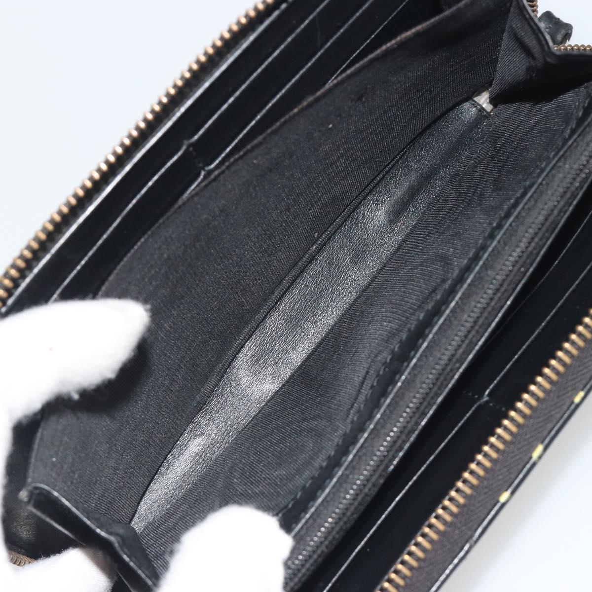 GUCCI GG Marmont Ghost Long Wallet Leather Black Gold 448087 Auth 193436A