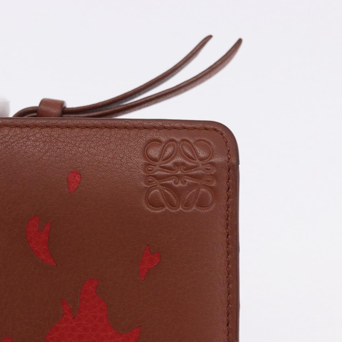 LOEWE × Studio Ghibli Anagram Calcifer Wallet Leather Brown Gold Auth 193437SAM