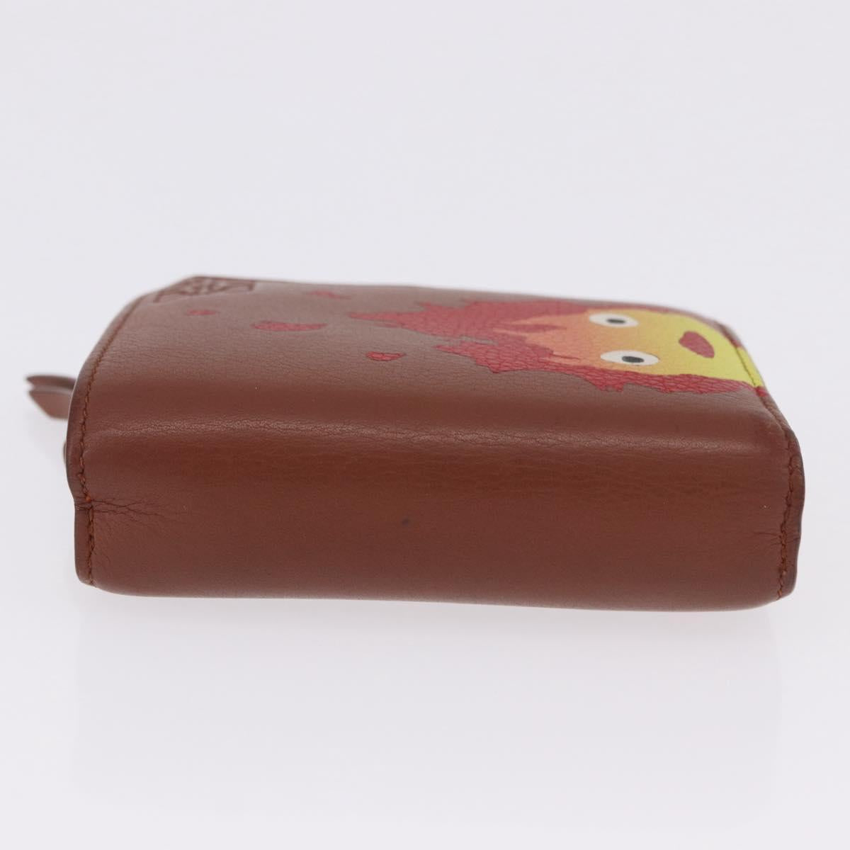 LOEWE × Studio Ghibli Anagram Calcifer Wallet Leather Brown Gold Auth 193437SAM