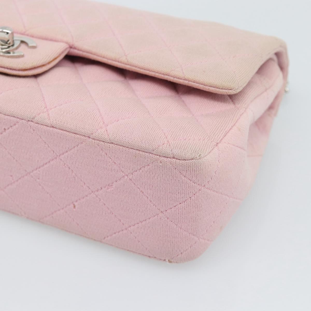 CHANEL Matelasse 25 Chain Shoulder Bag cotton Pink Silver CC Auth 193441