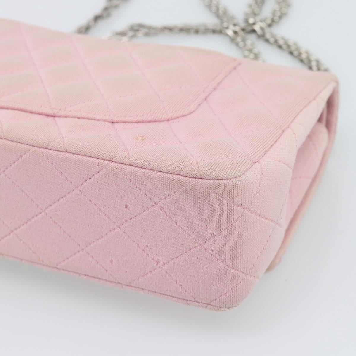 CHANEL Matelasse 25 Chain Shoulder Bag cotton Pink Silver CC Auth 193441