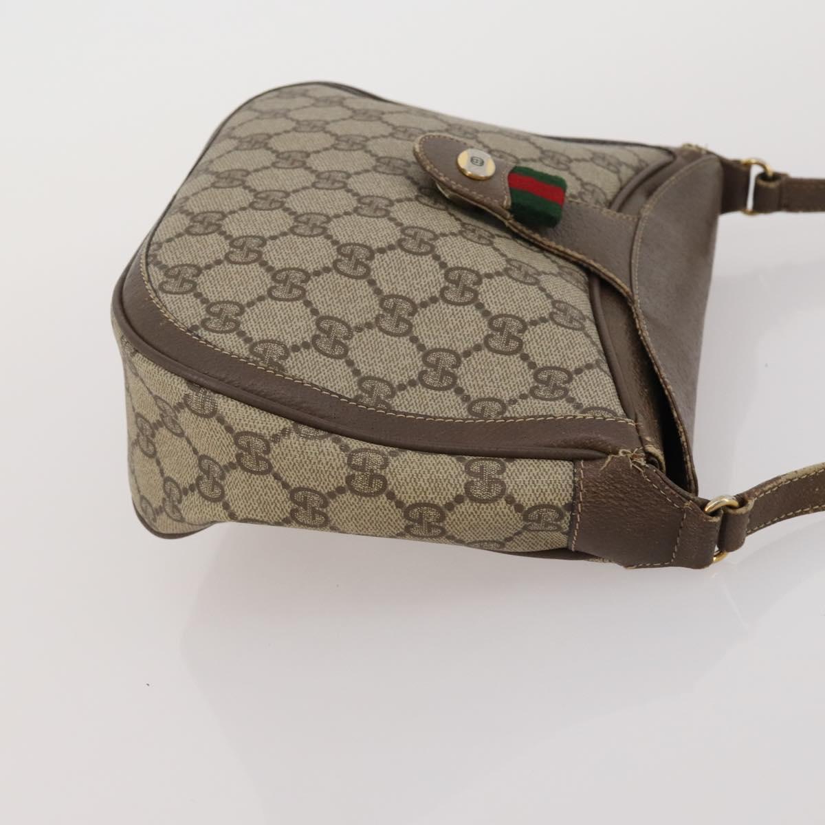 GUCCI GG Supreme GG Canvas Sherry Line Bag PVC 2 Set Beige Brown Auth 193488