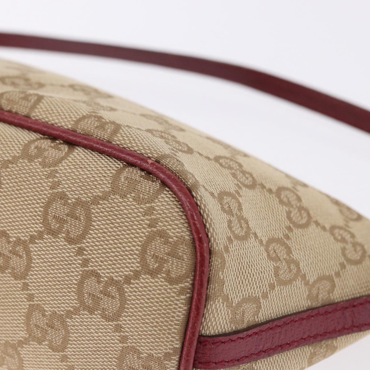 GUCCI GG Canvas Accessory Pouch Beige Silver 07198 Auth 193494A