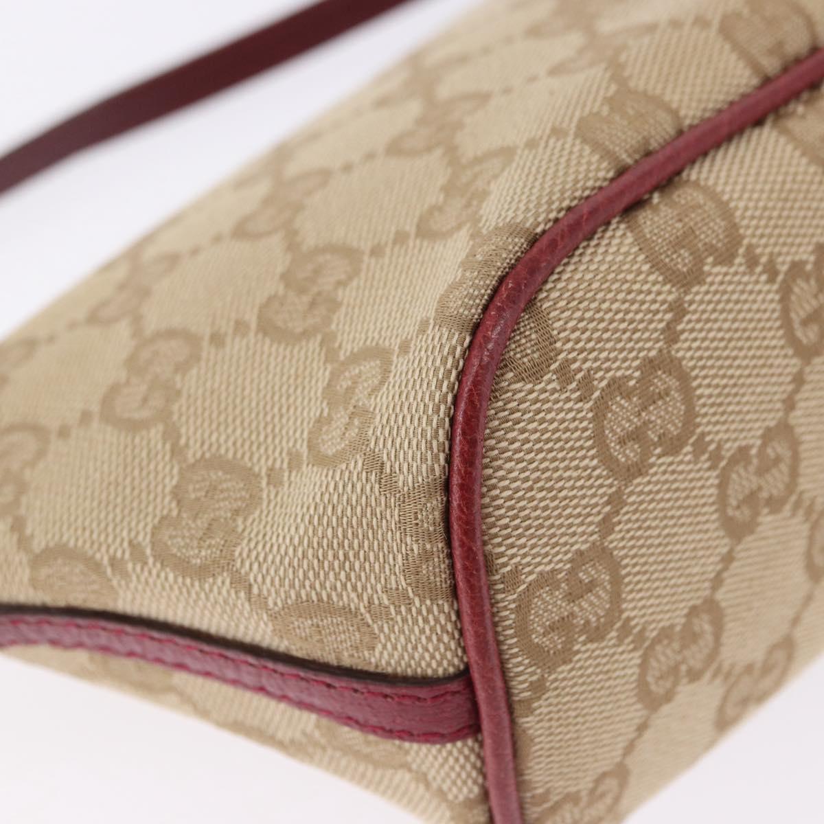 GUCCI GG Canvas Accessory Pouch Beige Silver 07198 Auth 193494A