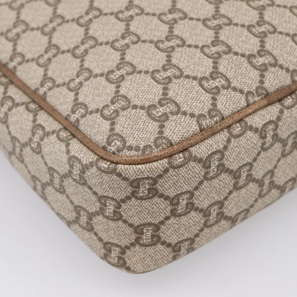 GUCCI GG Plus Supreme Shoulder Bag PVC Beige Gold Auth 193496