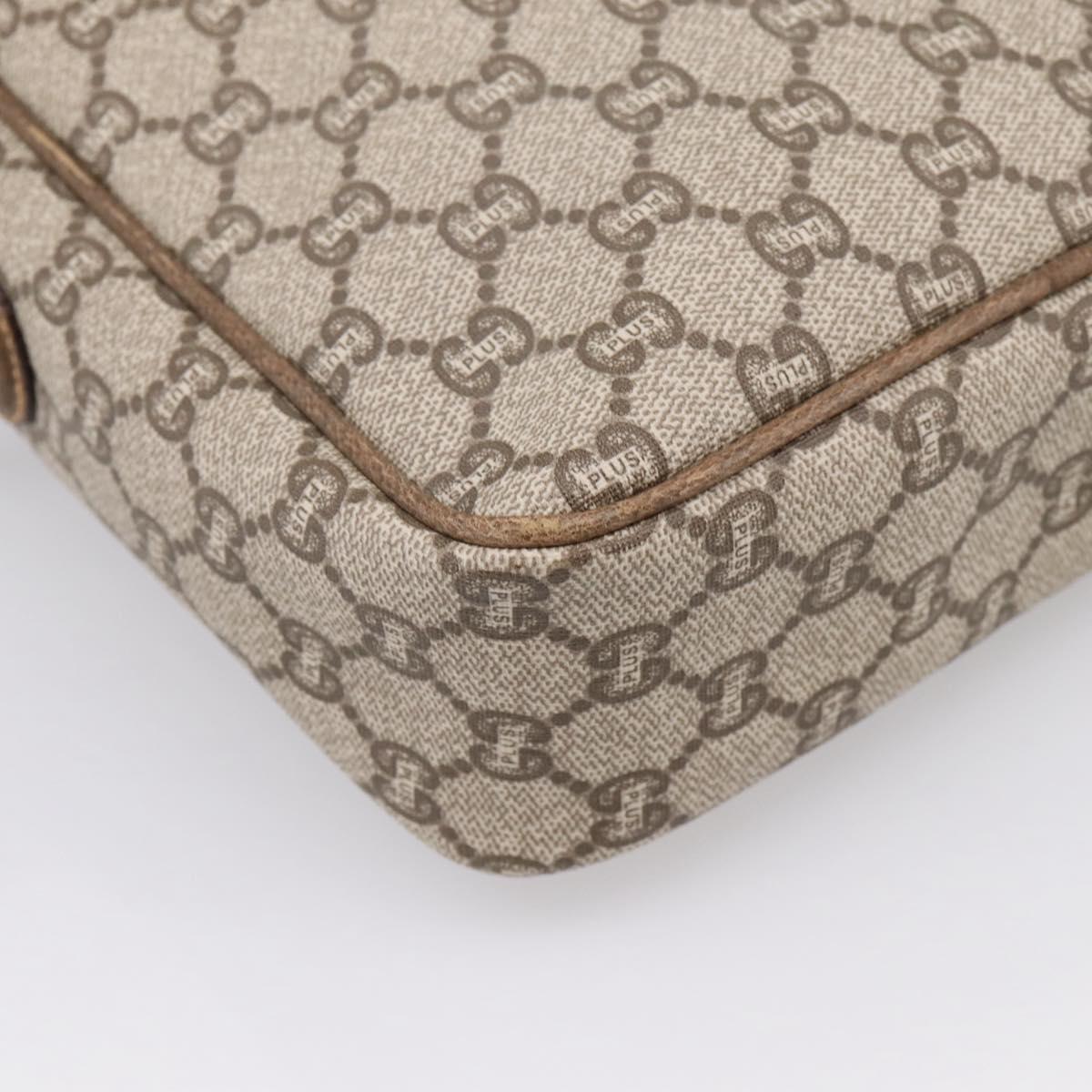 GUCCI GG Plus Supreme Shoulder Bag PVC Beige Gold Auth 193496