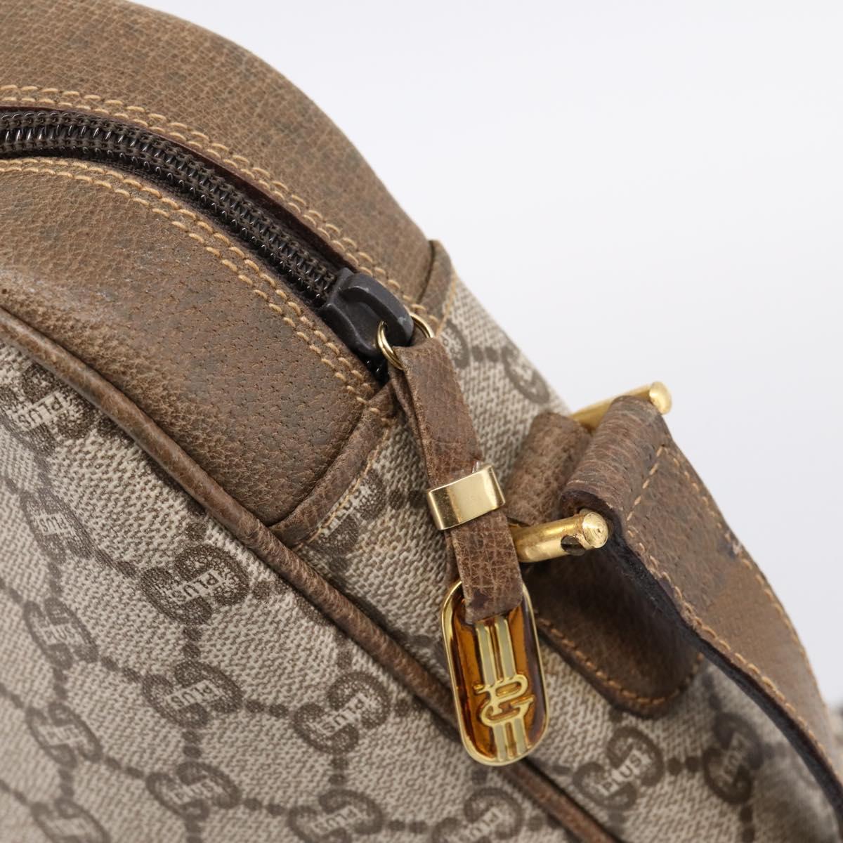 GUCCI GG Plus Supreme Shoulder Bag PVC Beige Gold Auth 193496