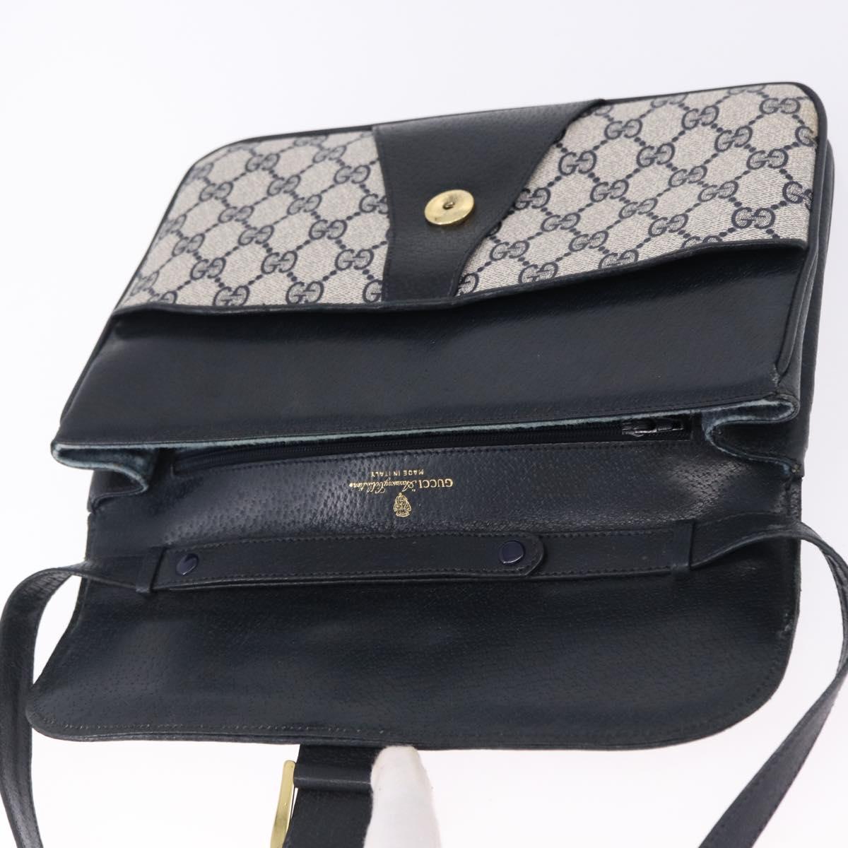 GUCCI GG Supreme Shoulder Bag PVC Navy Gold 004 02 025 Auth 193497