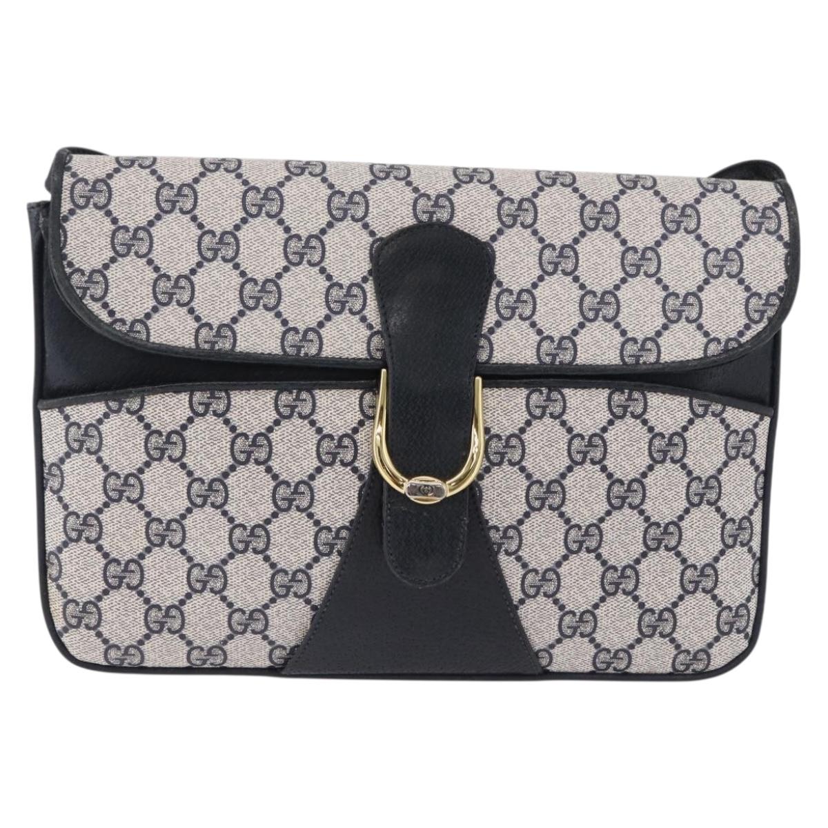 GUCCI GG Supreme Shoulder Bag PVC Navy Gold 004 02 025 Auth 193497