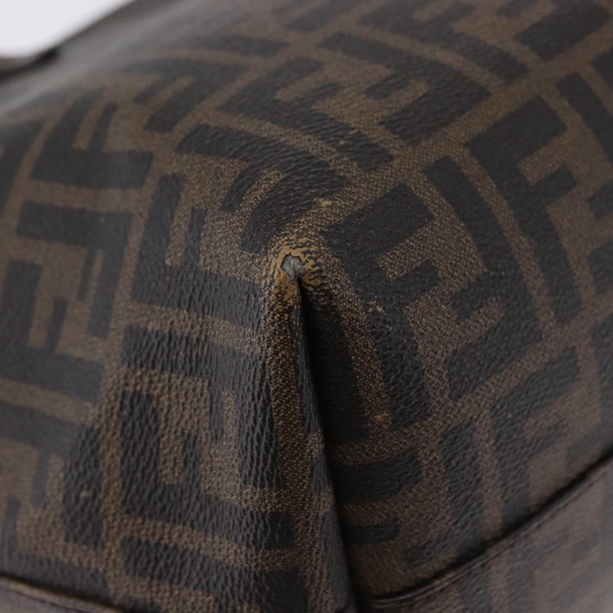 FENDI Zucca Canvas Tote Bag PVC Brown Black Auth 193498