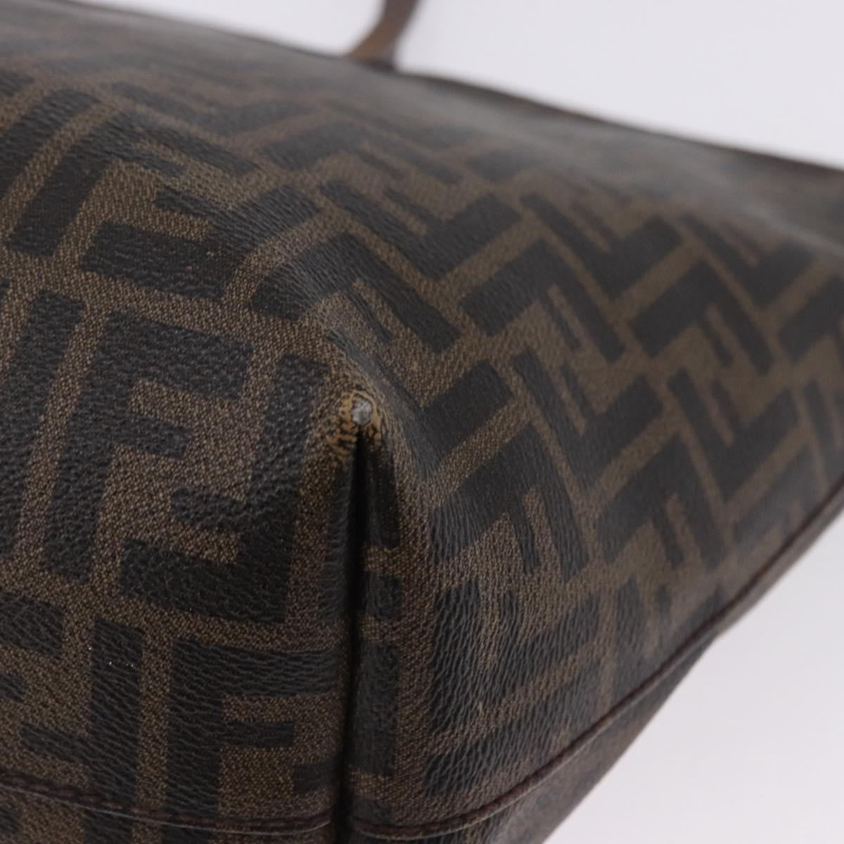 FENDI Zucca Canvas Tote Bag PVC Brown Black Auth 193498
