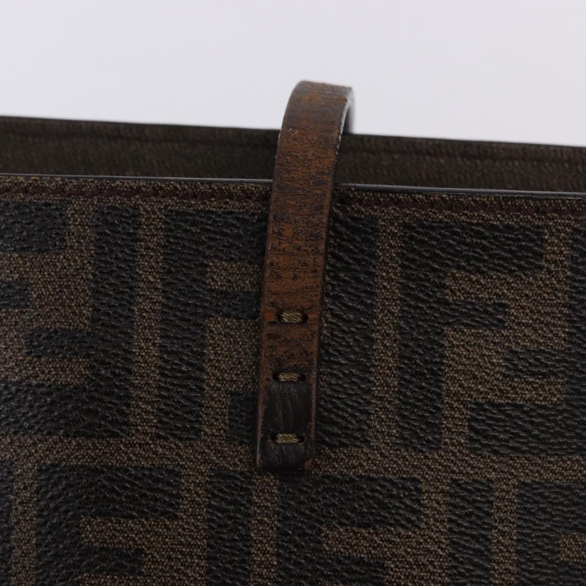 FENDI Zucca Canvas Tote Bag PVC Brown Black Auth 193498