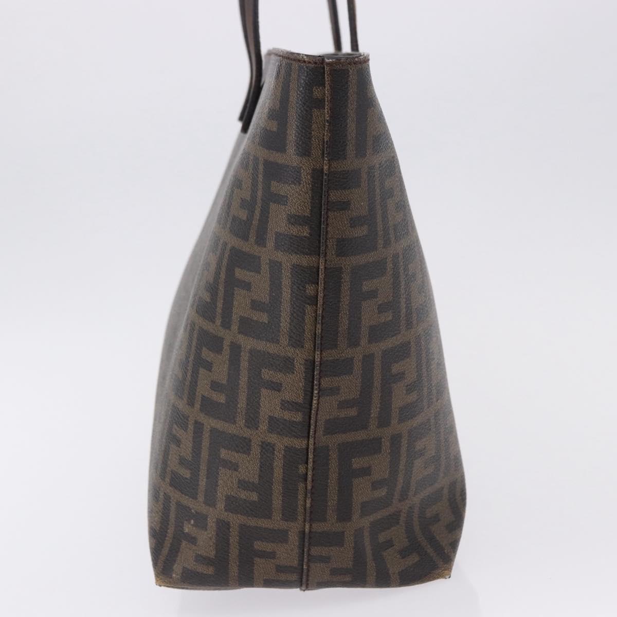 FENDI Zucca Canvas Tote Bag PVC Brown Black Auth 193498