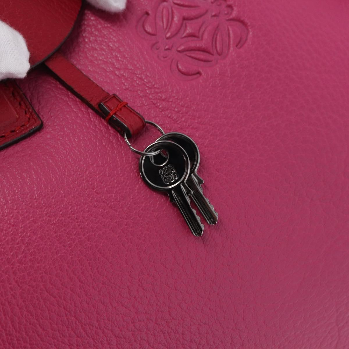 LOEWE Amazona 35 Hand Bag Leather Pink Silver Auth 193499V