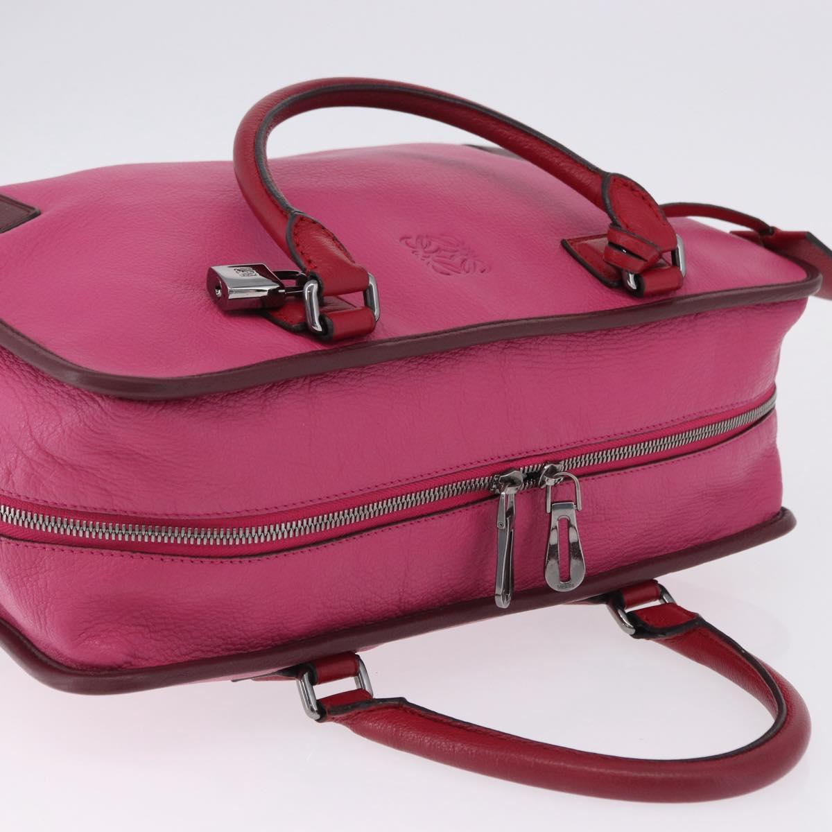 LOEWE Amazona 35 Hand Bag Leather Pink Silver Auth 193499V