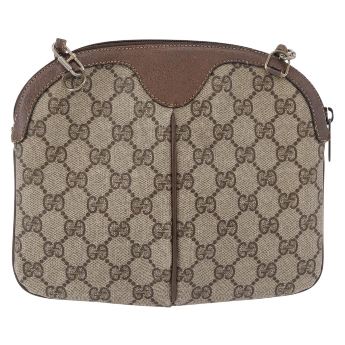 GUCCI GG Supreme Web Sherry Line Bag PVC Beige Gold 904 02 047 Auth 193500