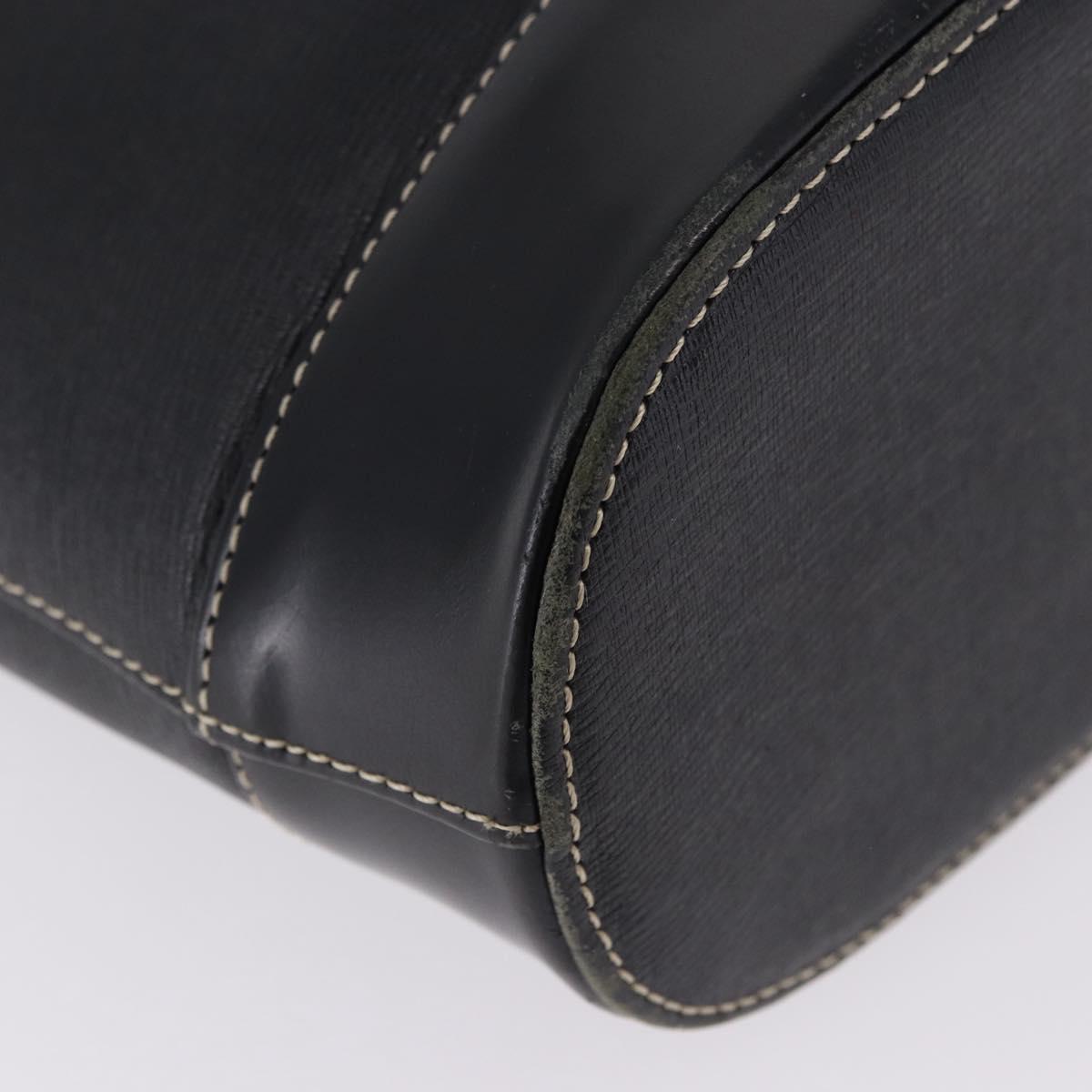 BURBERRY Hand Bag Leather Black Gold Auth 193502