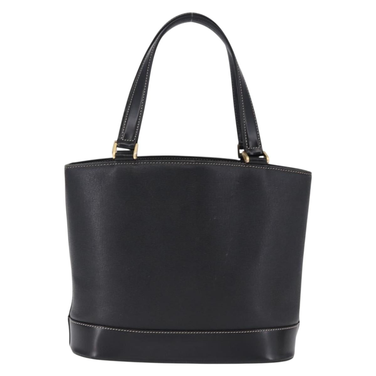BURBERRY Hand Bag Leather Black Gold Auth 193502