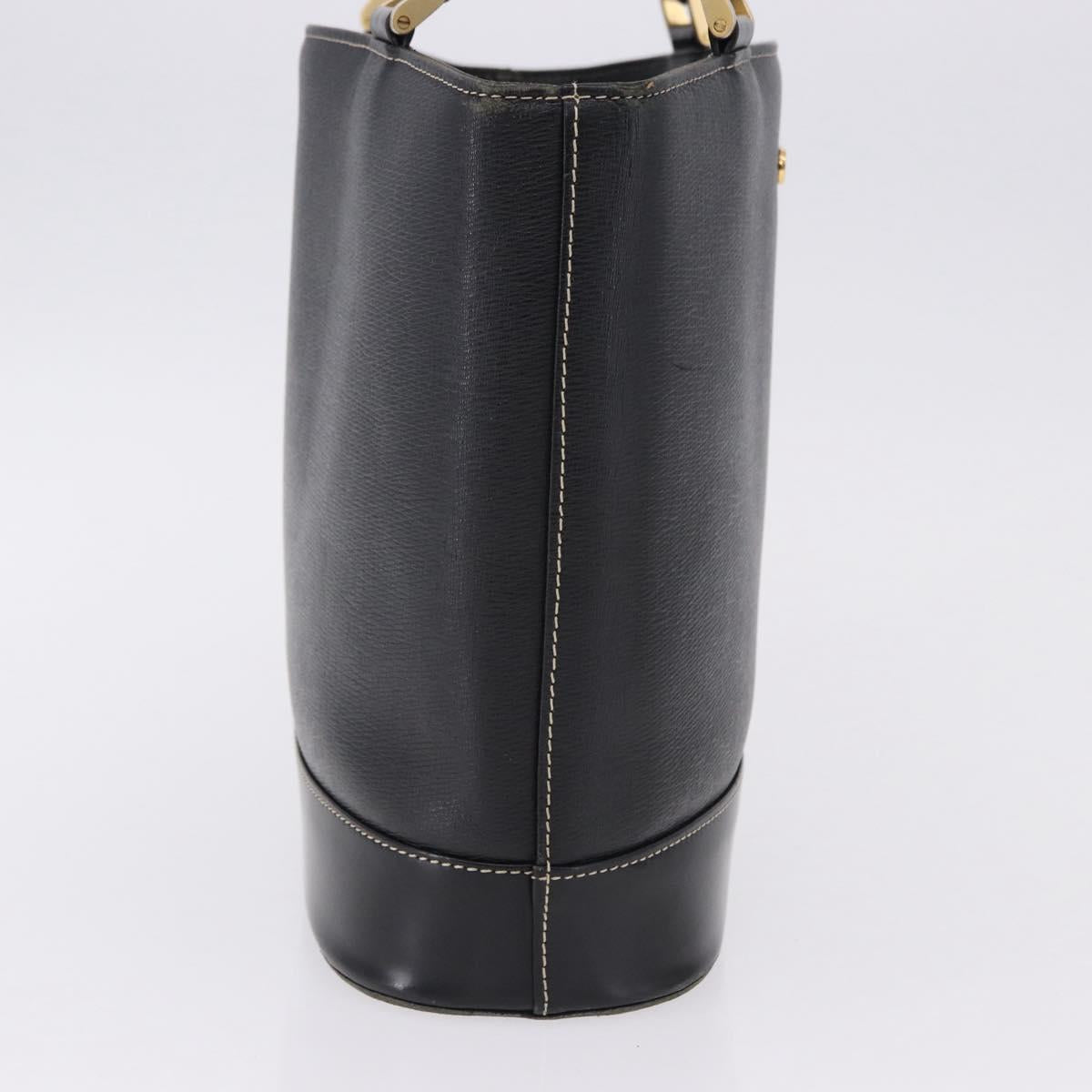 BURBERRY Hand Bag Leather Black Gold Auth 193502