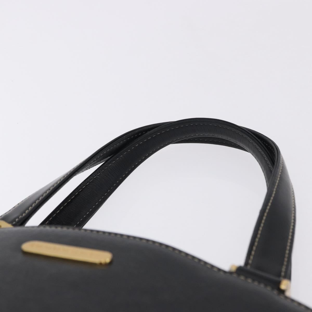 BURBERRY Hand Bag Leather Black Gold Auth 193502