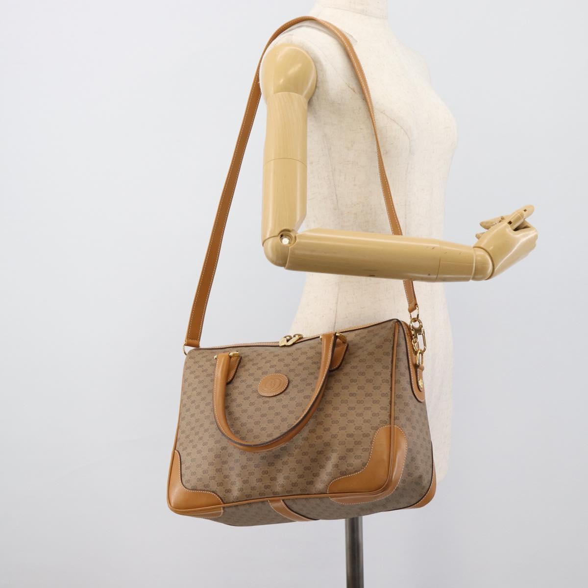 GUCCI Micro GG Supreme Hand Bag PVC 2way Beige Gold 002 122 0033 Auth 193503