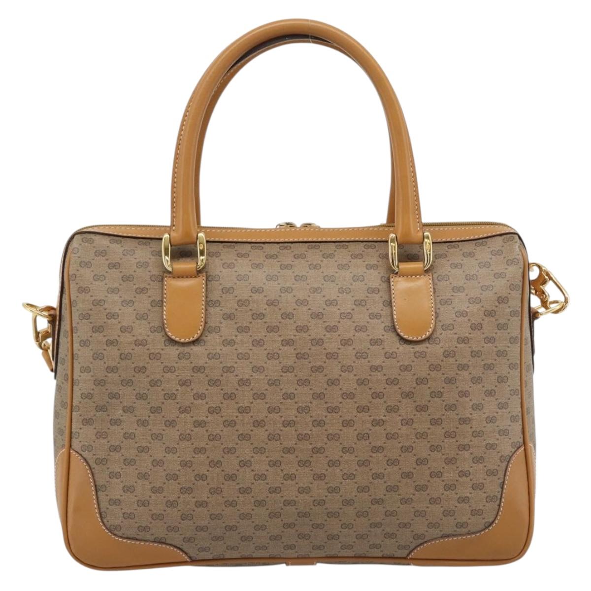 GUCCI Micro GG Supreme Hand Bag PVC 2way Beige Gold 002 122 0033 Auth 193503