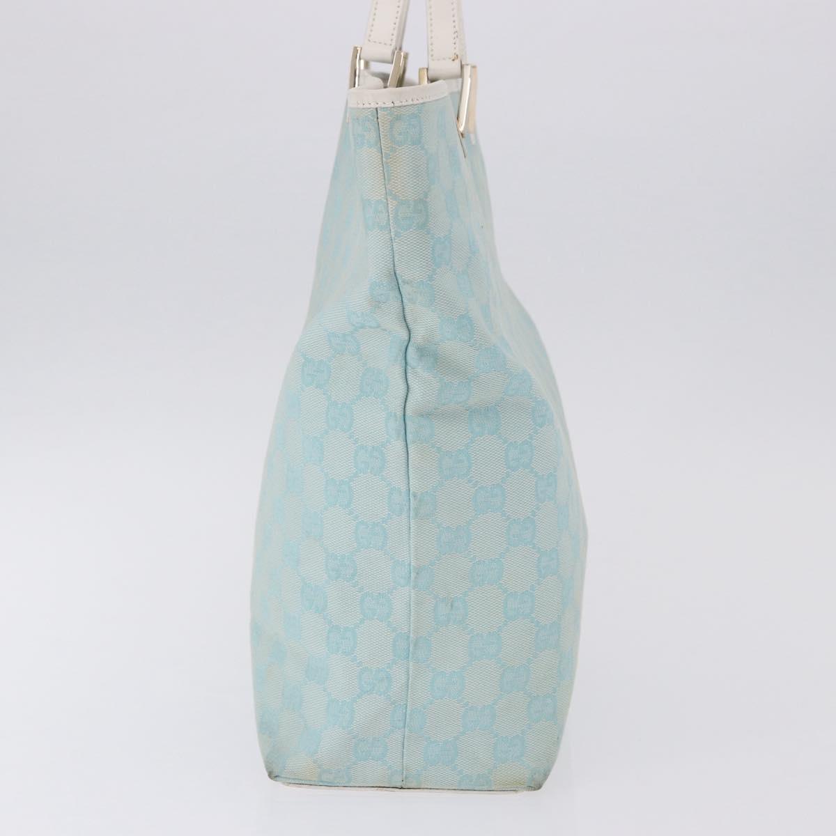 GUCCI GG Canvas Tote Bag Light Blue Gold 002 1098 Auth 193504