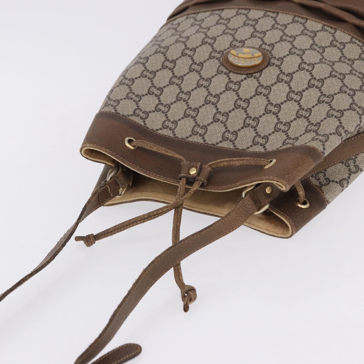 GUCCI GG Supreme Shoulder Bag PVC Beige Gold Auth 193506