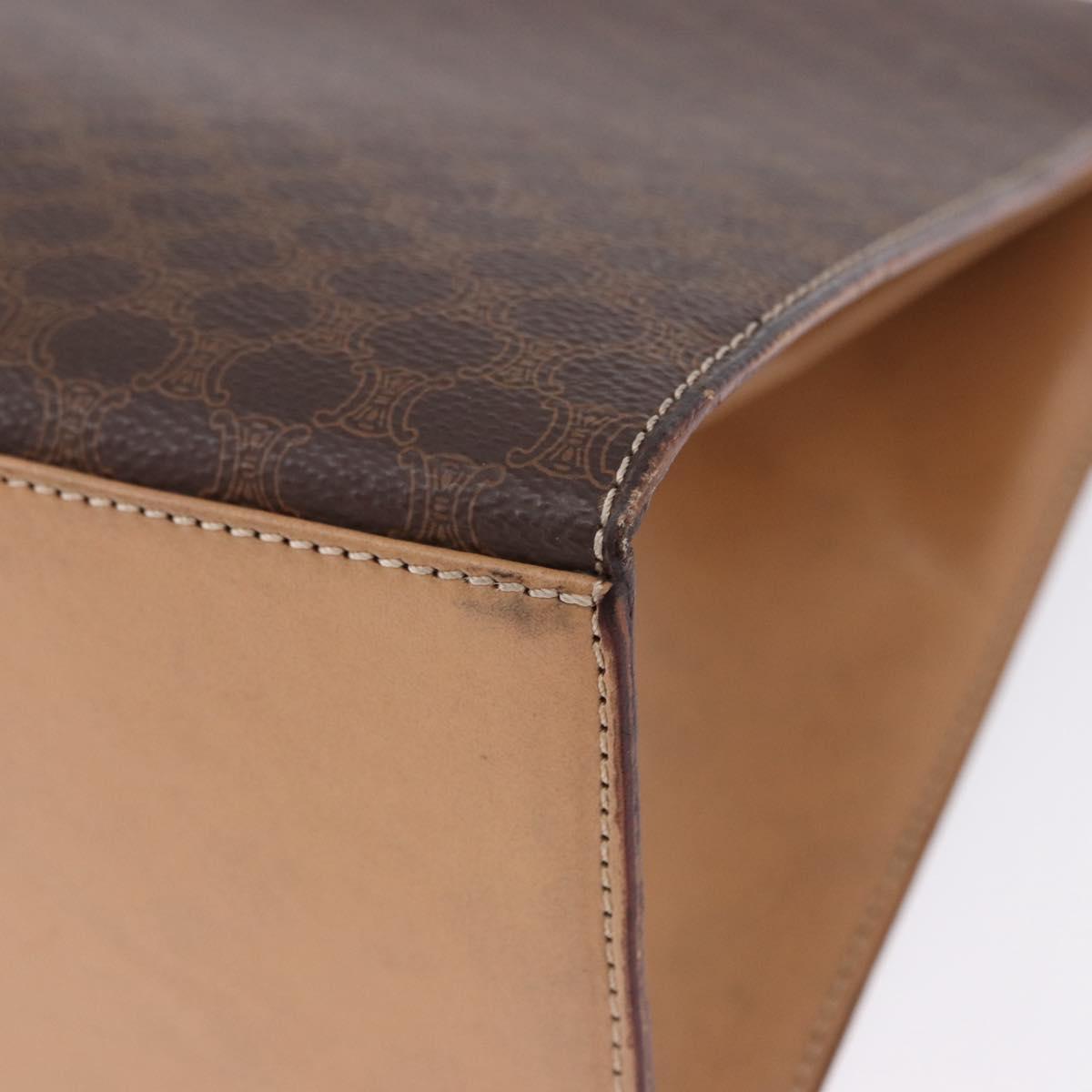 CELINE Macadam Canvas Hand Bag PVC Leather Brown Gold Auth 193508A
