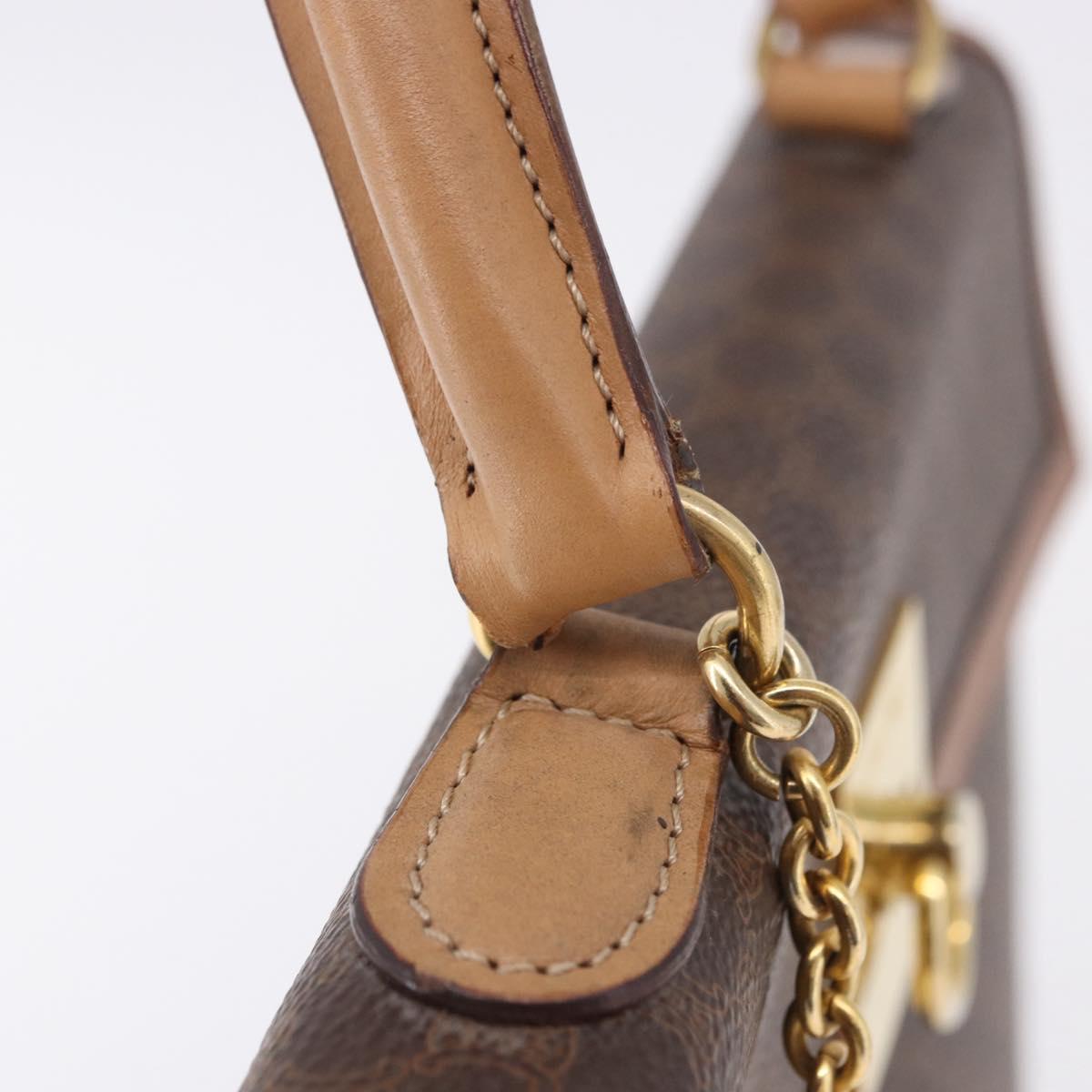 CELINE Macadam Canvas Hand Bag PVC Leather Brown Gold Auth 193508A
