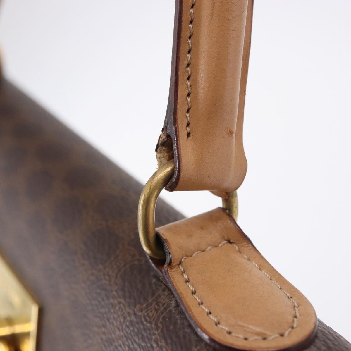 CELINE Macadam Canvas Hand Bag PVC Leather Brown Gold Auth 193508A