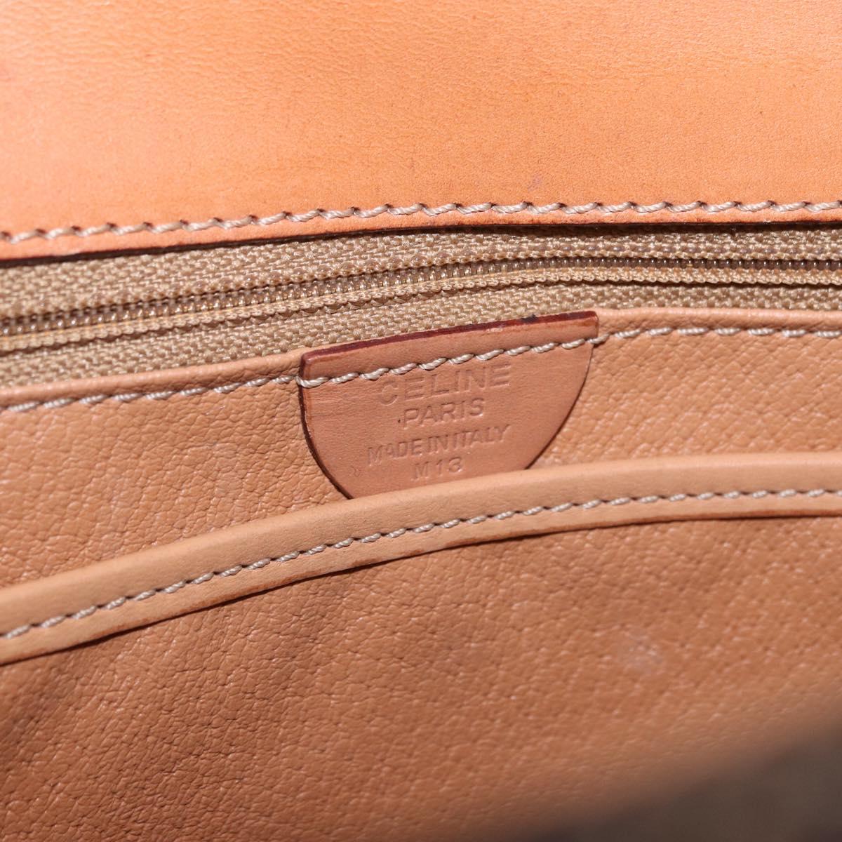 CELINE Macadam Canvas Hand Bag PVC Leather Brown Gold Auth 193508A