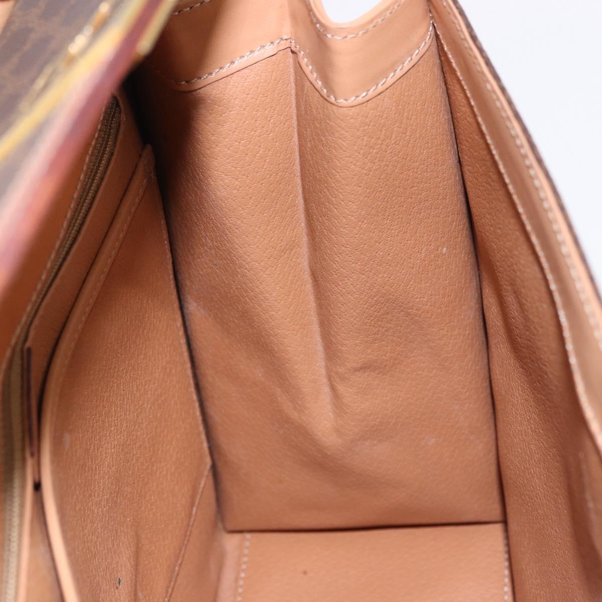 CELINE Macadam Canvas Hand Bag PVC Leather Brown Gold Auth 193508A