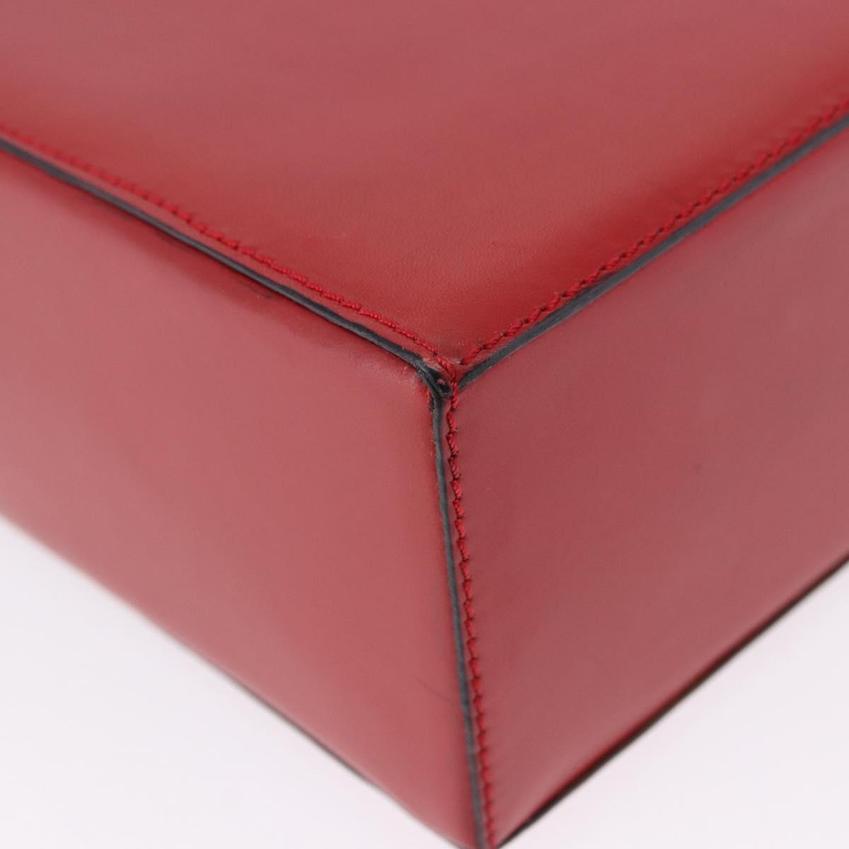 CELINE Hand Bag Leather Red Gold Auth 193510A