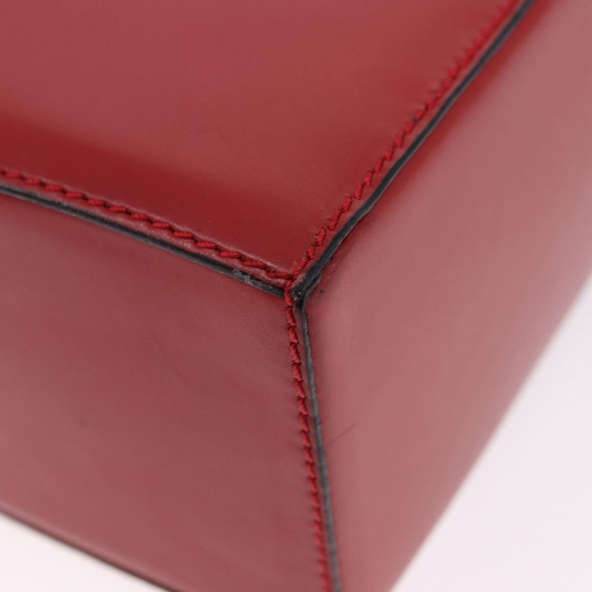 CELINE Hand Bag Leather Red Gold Auth 193510A