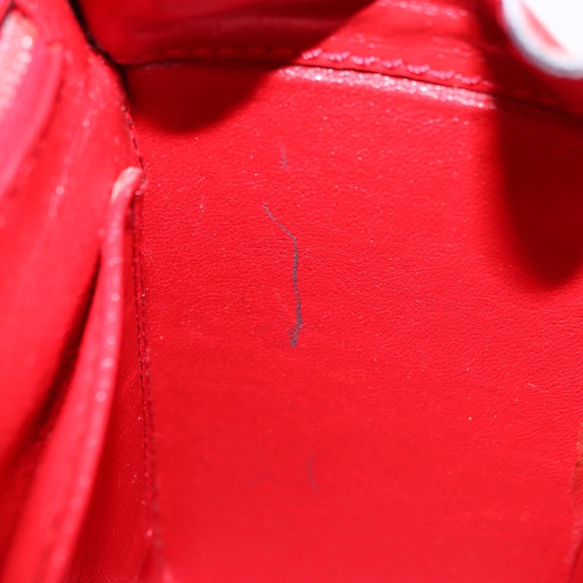 CELINE Hand Bag Leather Red Gold Auth 193510A