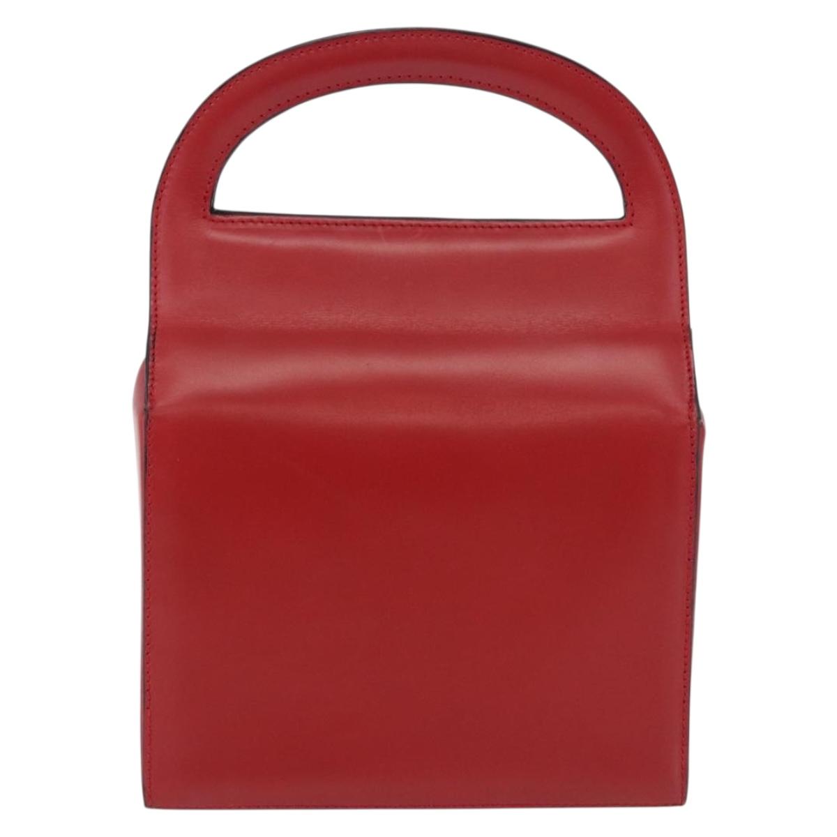 CELINE Hand Bag Leather Red Gold Auth 193510A