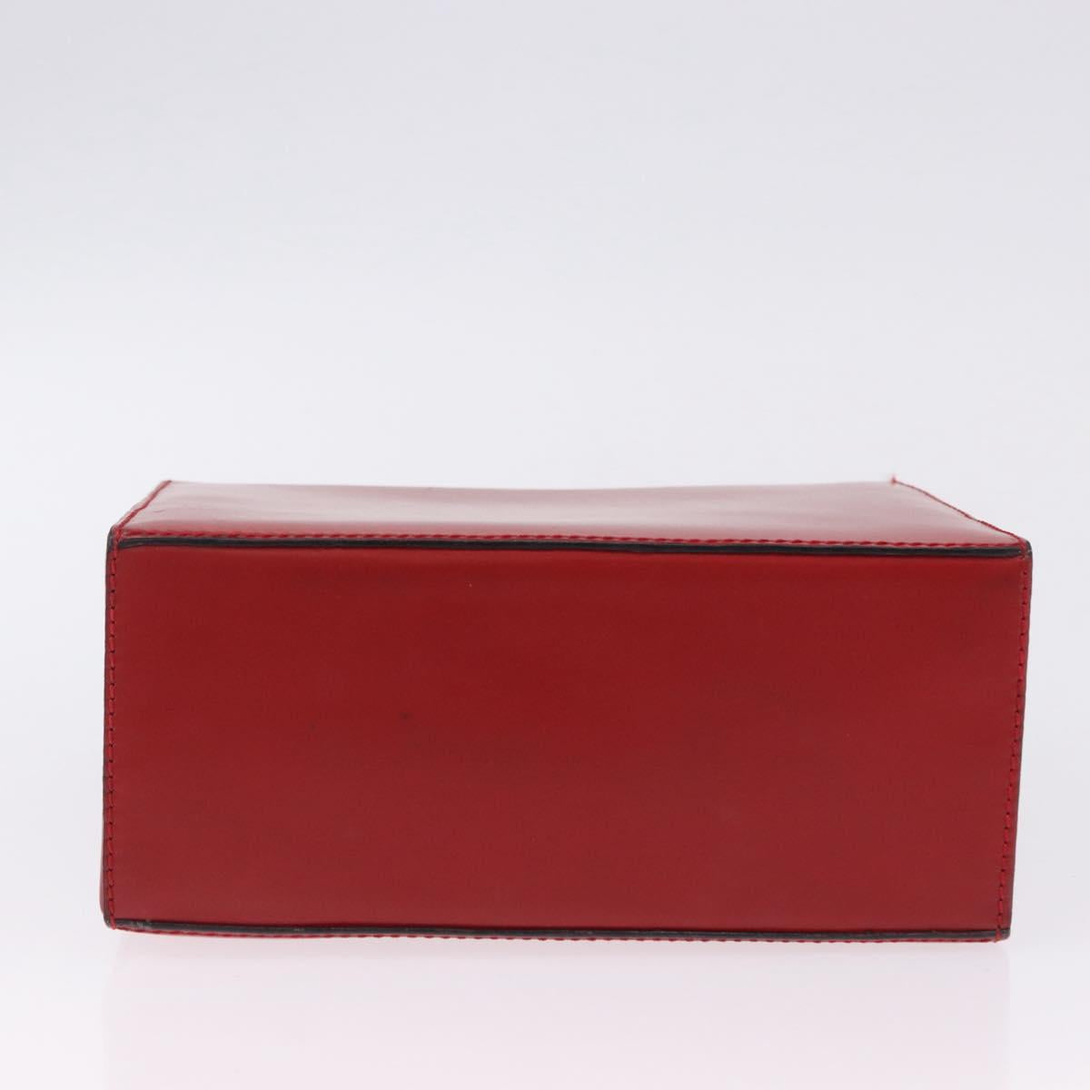 CELINE Hand Bag Leather Red Gold Auth 193510A